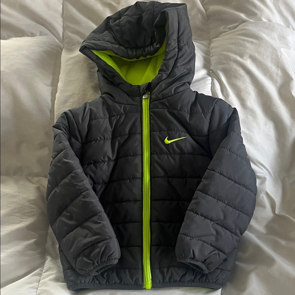 Nike Kids Puffer Jacket - Black with Neon Green